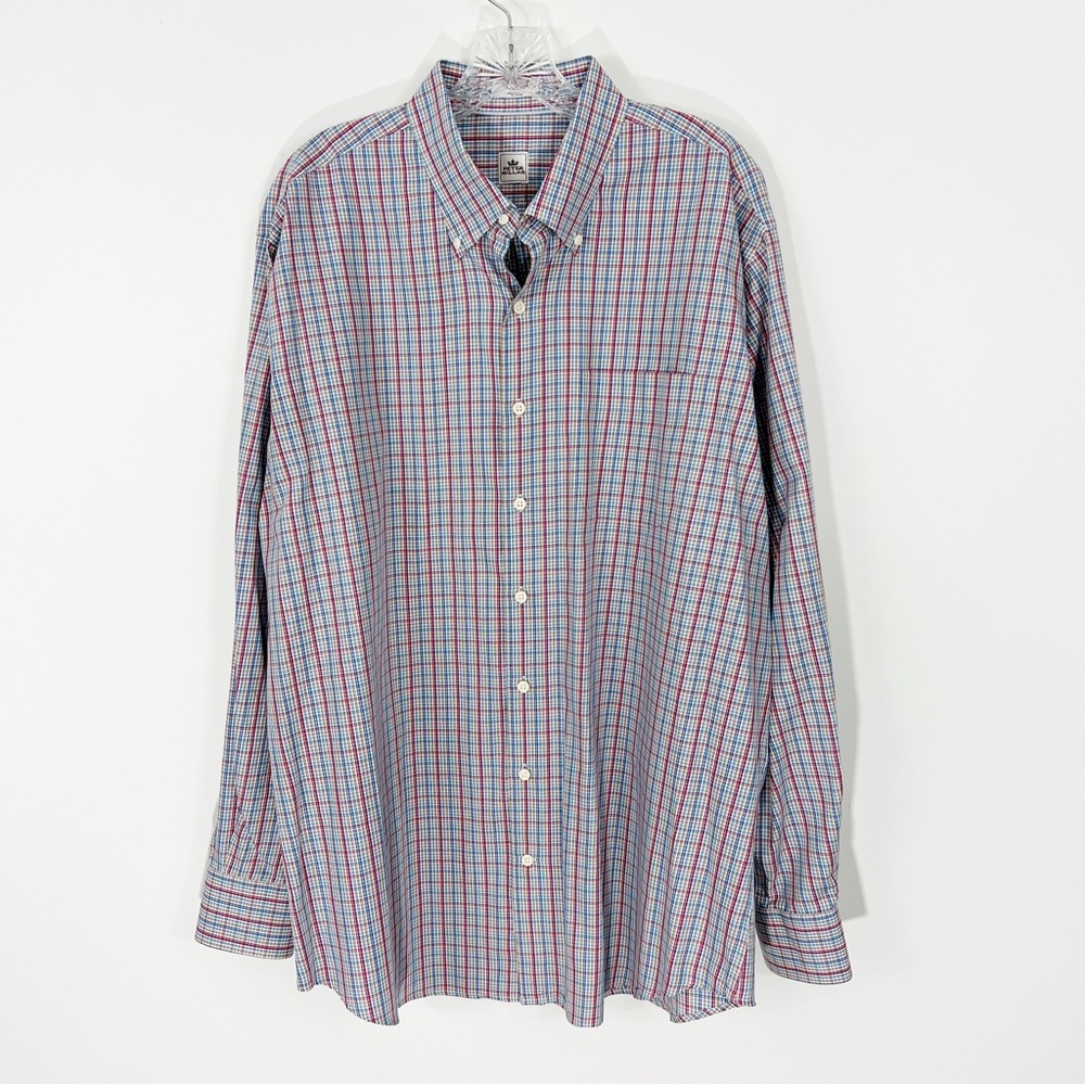 Peter Millar Blue and Red Check Dress Shirt
